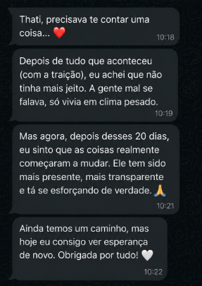 Depoimento sobre confiança e esperança na reconstrução da relação